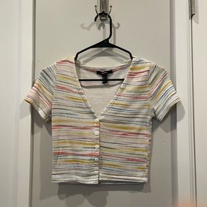 Forever 21 striped button crop top size small